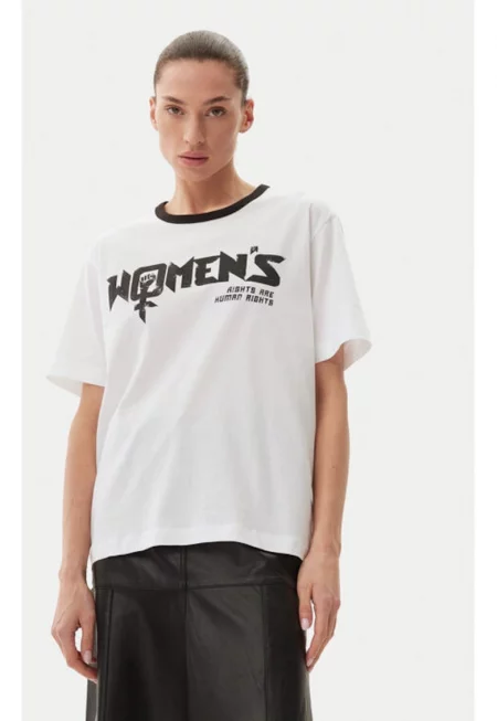 Дамска тениска -  304892875 - Органичен памук - Бяла - Бял