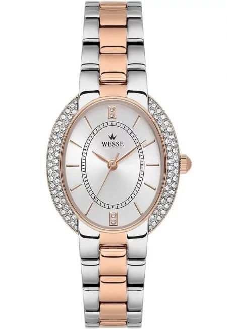 Дамски часовник  модел WWL113006 - правоъгълна каса 27.5x33.5мм - стомана - розово-златист/сребрист - водоустойчив 3 ATM