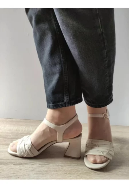 Дамски елегантни сандали  28005-42 - Слонова кост/Бежов - Бежов