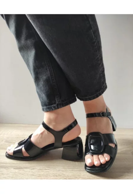 Дамски сандали  160032B 01-L - Елегантни - Черни лак - Черен - Черен