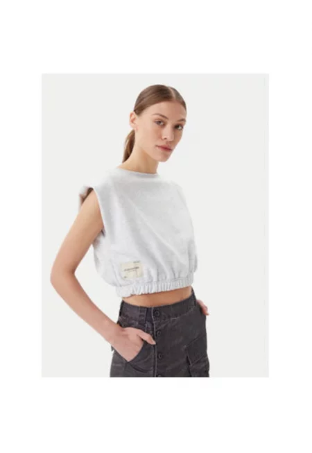 Дамски топ  156031 - памук/полиестер - сив - Сив