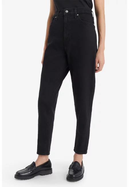 Дънки Mom с висока талия - Избеляло черно