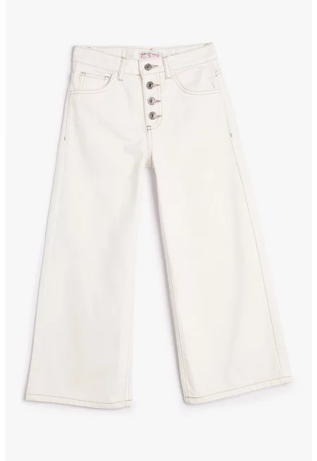 Дънки с висока талия и широк крачол