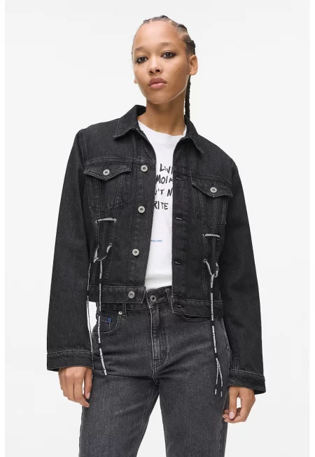 Дънково яке с панделка