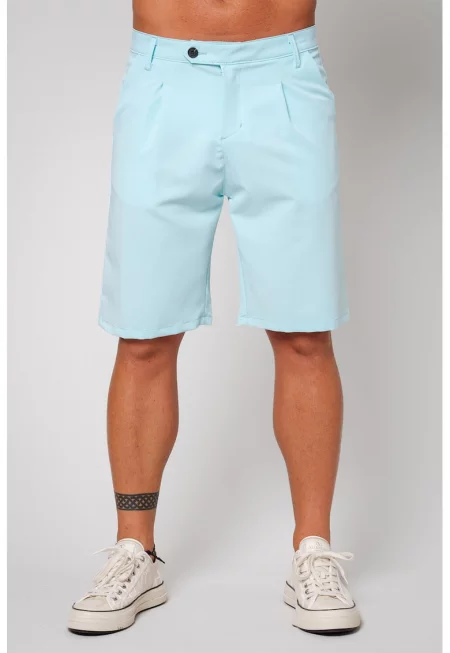Едноцветен къс панталон - Ледено синьо