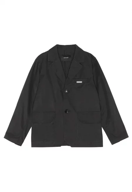 Ежедневна риза с пришити джобове - закопчаване с два бутона ISN1 - Черен