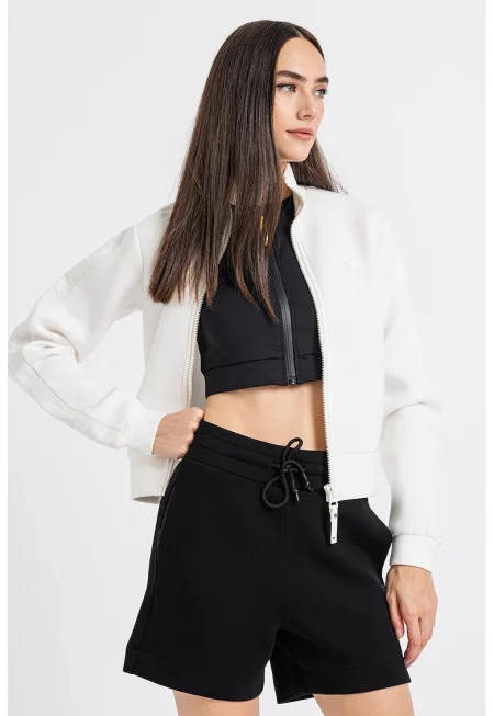 Фитнес суитшърт с цип - Черен/Бял