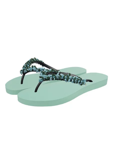 Гумени чехли Amazonas с мъниста - Ментово зелено