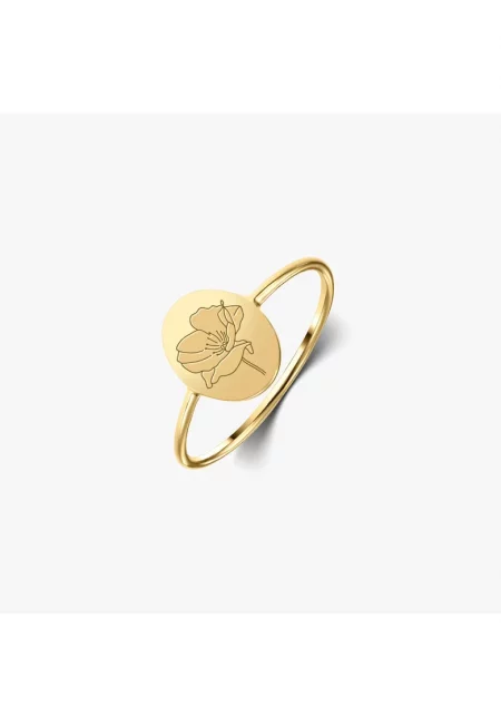 Inel din argint Birth Flower Golden - August Poppy