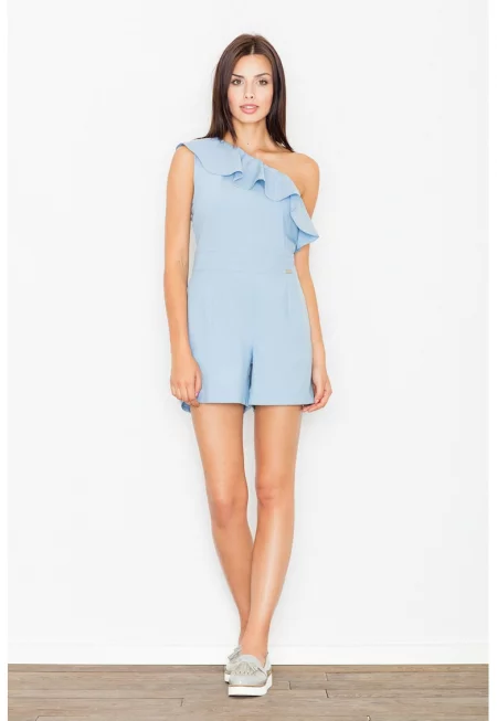 Къс гащеризон -  асиметричен - син - полиестер