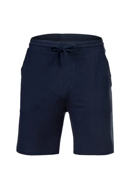 Къс панталон с памук и връзка - Син