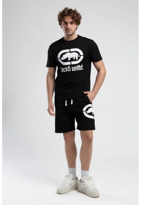 Къс панталон с връзка - Черен/Бял