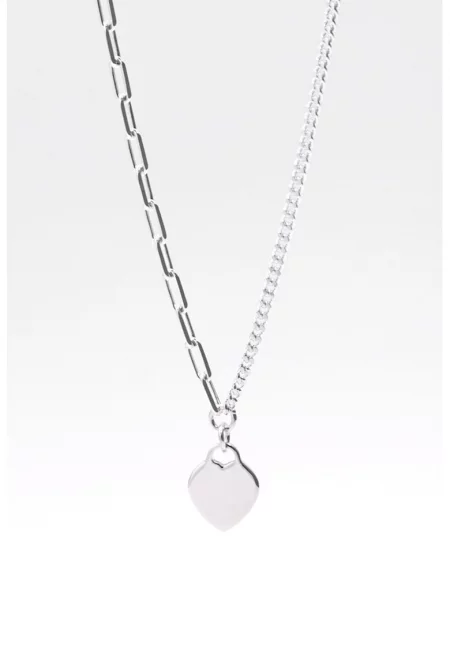 Колие от стерлингово сребро с висулка - Сребрист