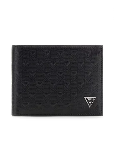 Кожен портфейл с метално лого - Черен