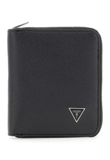 Кожен портфейл с цип и метално лого