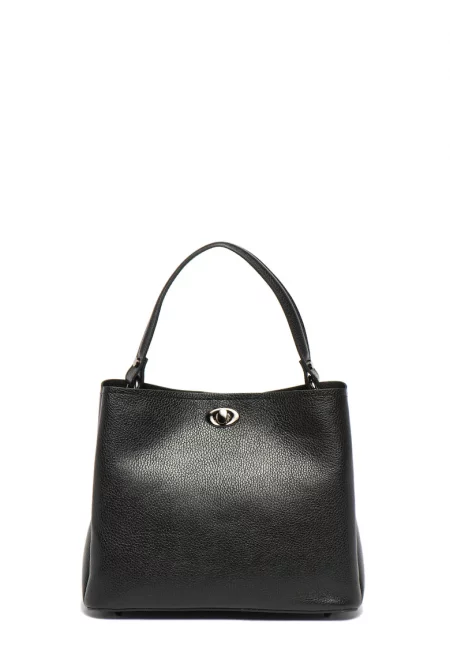 Кожена чанта с отделяща се презрамка - Черен