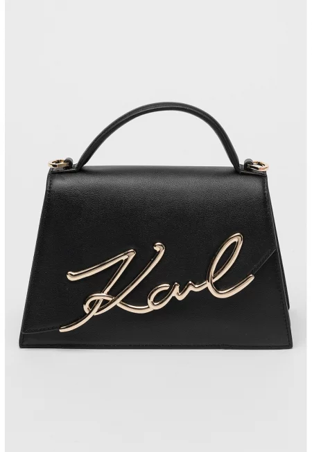 Кожена чанта Signature - Черен