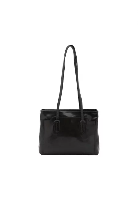 Кожена чанта за рамо - Черен