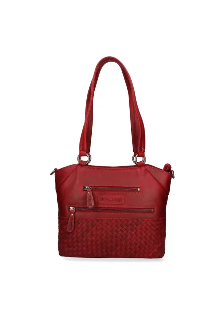 Кожена чанта за рамо - Червен