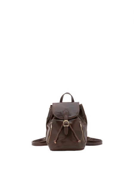 Кожена раница с джобове с цип