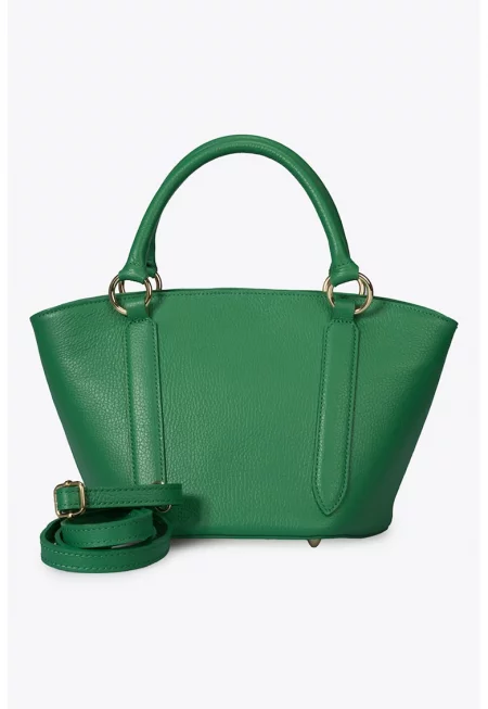 Кожена шопинг чанта - Зелен