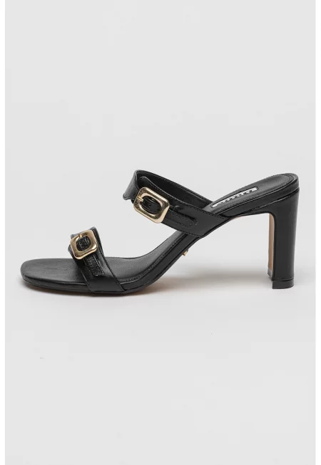 Кожени сандали Mariano с кубински ток - Черен