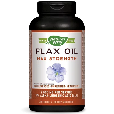 Ленено масло – висока концентрация, максимум сила - Flax Oil Max Strength 52% ALA, 1300 mg, 200 софтгел капсули
