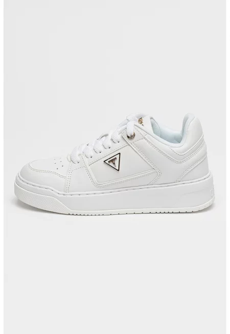 Маратонки от еко кожа с лого - Бял