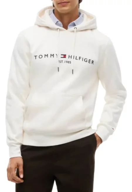 Мъжки сучъор -  Tommy Logo Hoody - Памук - Бял - Бял