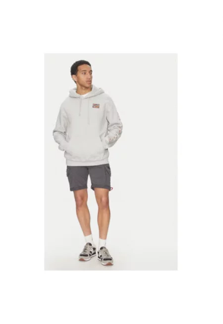 Мъжки суичър с качулка  156340 - Памук/Полиестер - Сив