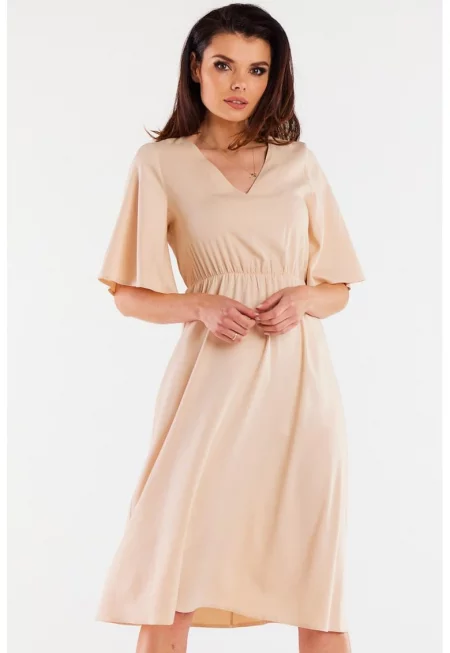 Миди рокля с къс ръкав - ежедневна - права A518