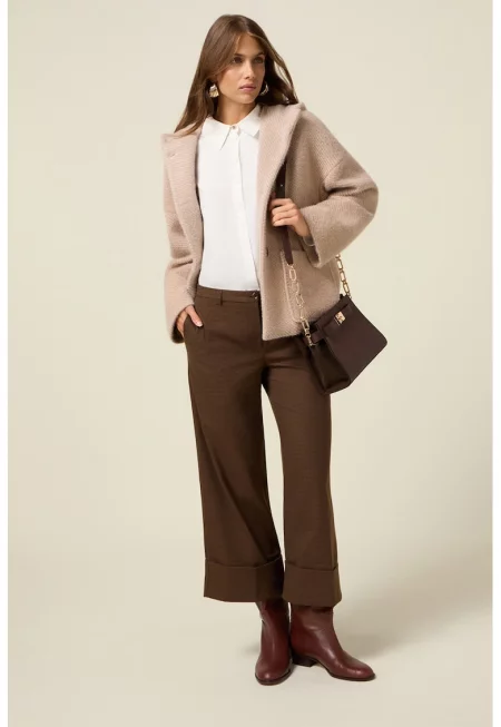 Официален панталон с широк крачол - Тъмнокафяв