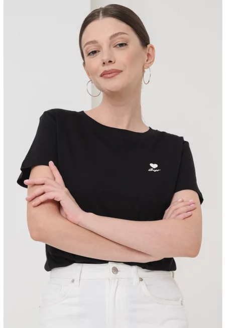 Памучна тениска с овално деколте