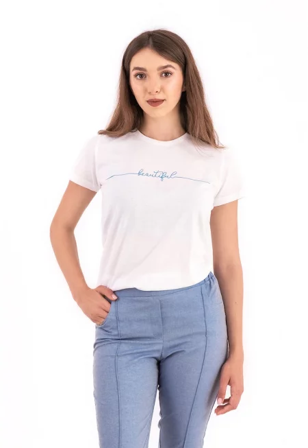 Памучна тениска с панделка