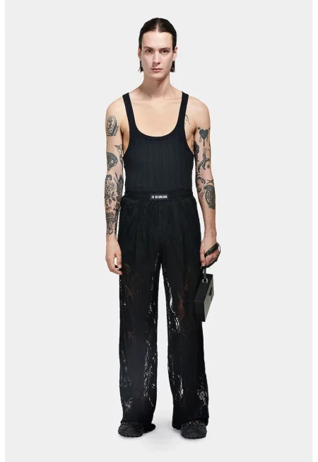 -Панталон с широк крачол - с ластик и лого отпред Louis Gabriel Nouchi - Черен