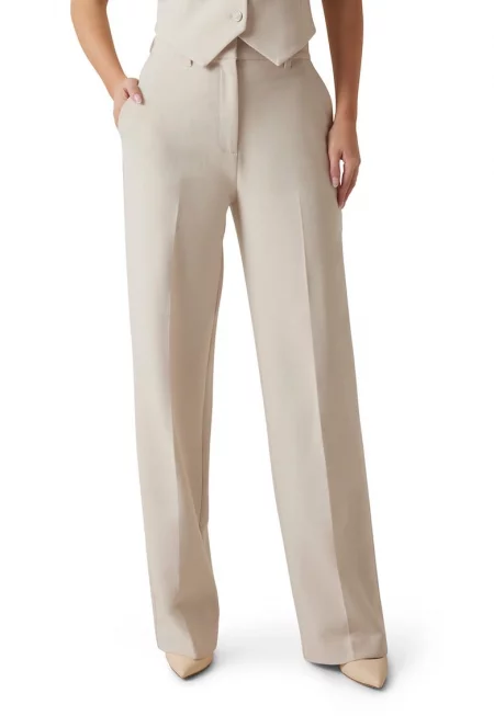 Панталон с широк крачол - Слонова кост