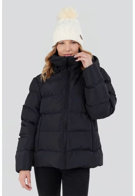 Подплатено зимно яке Amber с отделяща се качулка - Черен