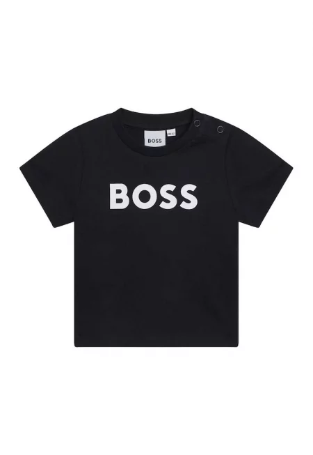 Поло тениска с раирани акценти - Черно / Оптично бяло - 71 см