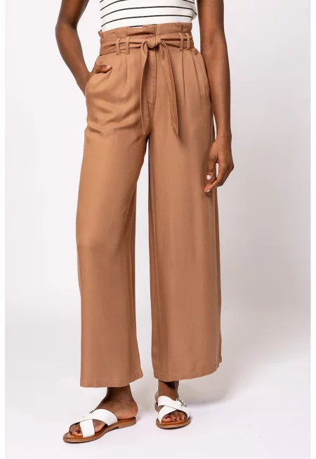 Прав панталон Frema с висока талия - Карамел