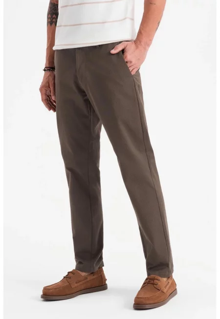 Прав панталон със средновисока талия - Тъмнокафяв