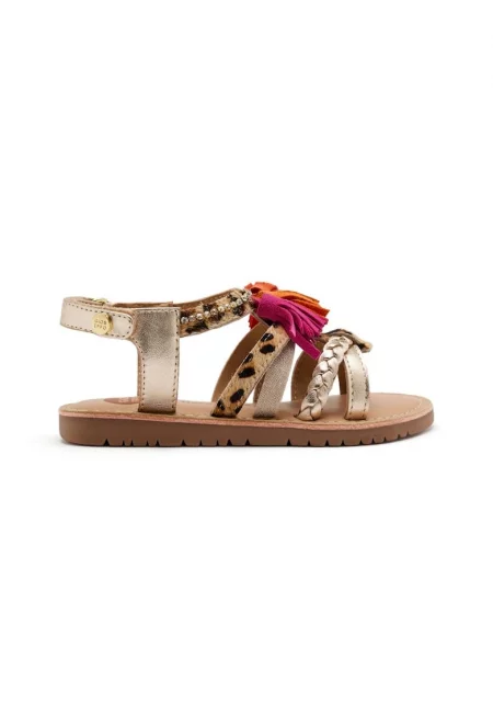 Равни сандали с тока - Многоцветен