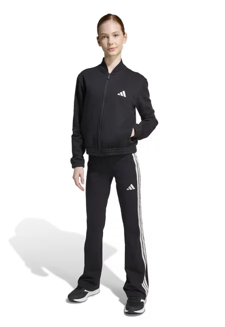 Разкроен спортен екип с цип - Черен/Бял