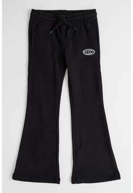 Разкроен спортен панталон с връзки и лого - Черен