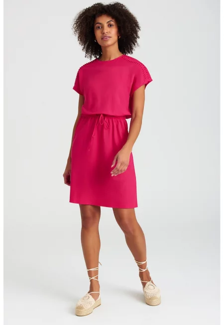 Разкроена къса рокля с регулируема талия