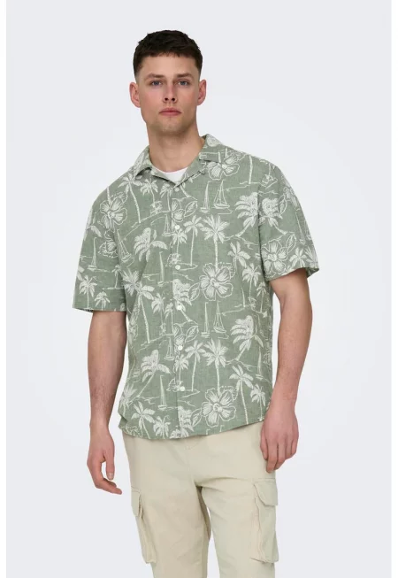 Риза с лен и раздвоен ревер