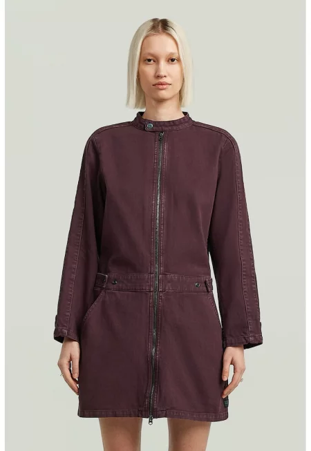 Рокля от деним с цип и дълги ръкави