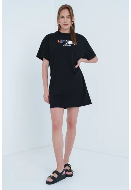 Рокля-тениска с лого - Черен/Виолетов/Корал