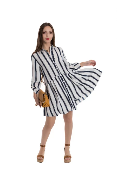 Рокля тип риза Marina с разкроен подгъв