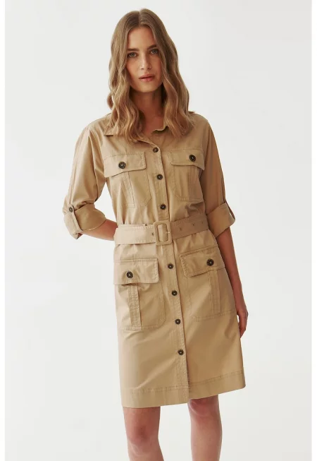 Рокля тип тренч с памук - Бежов