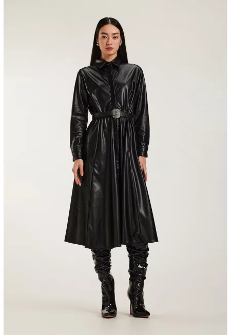 Рокля Vertigo от еко кожа - Черен